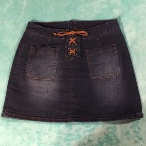 A jean skirt with built in shorts.